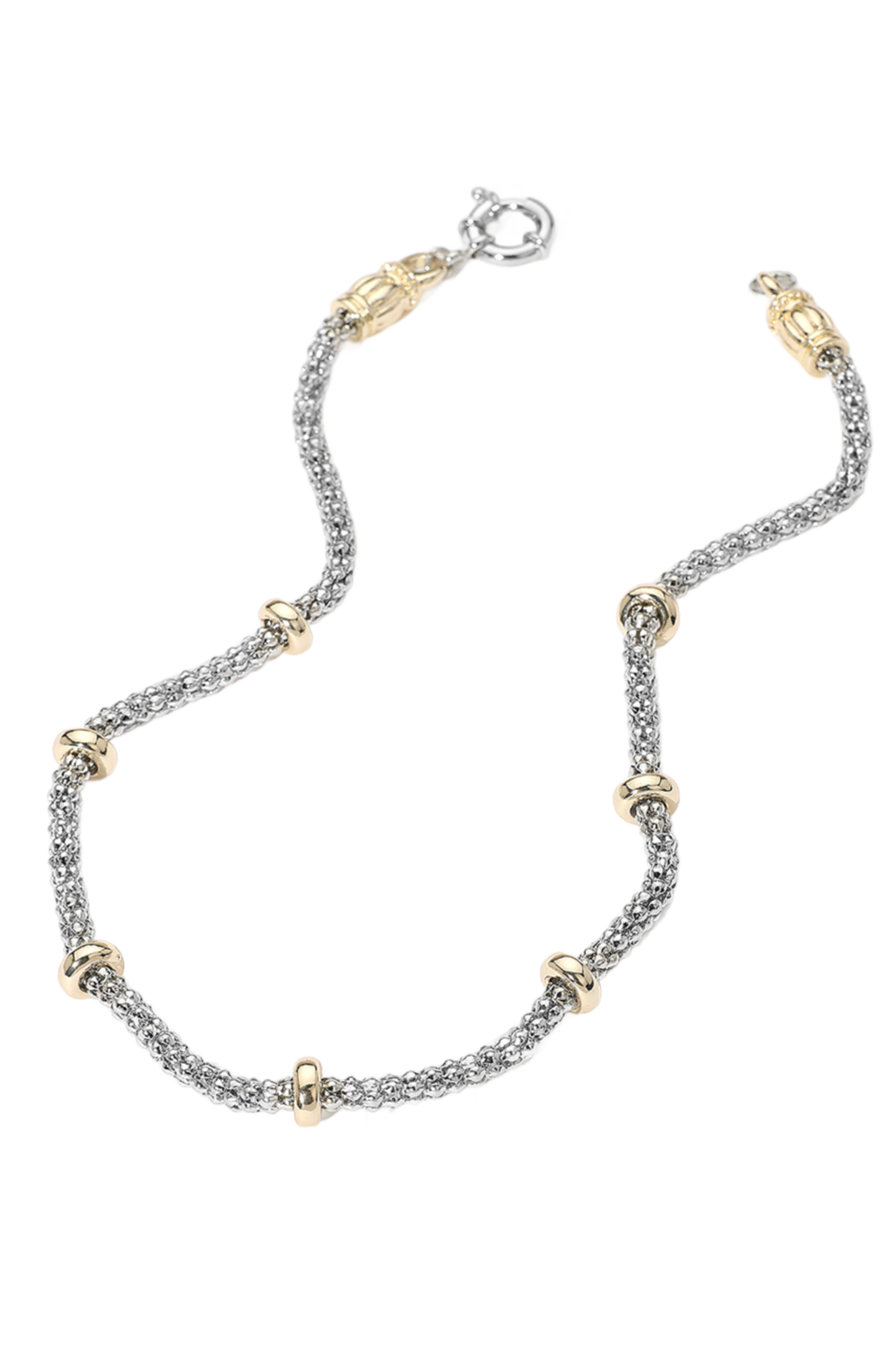 Gold Plated 2 Tone Mesh Bead Necklace