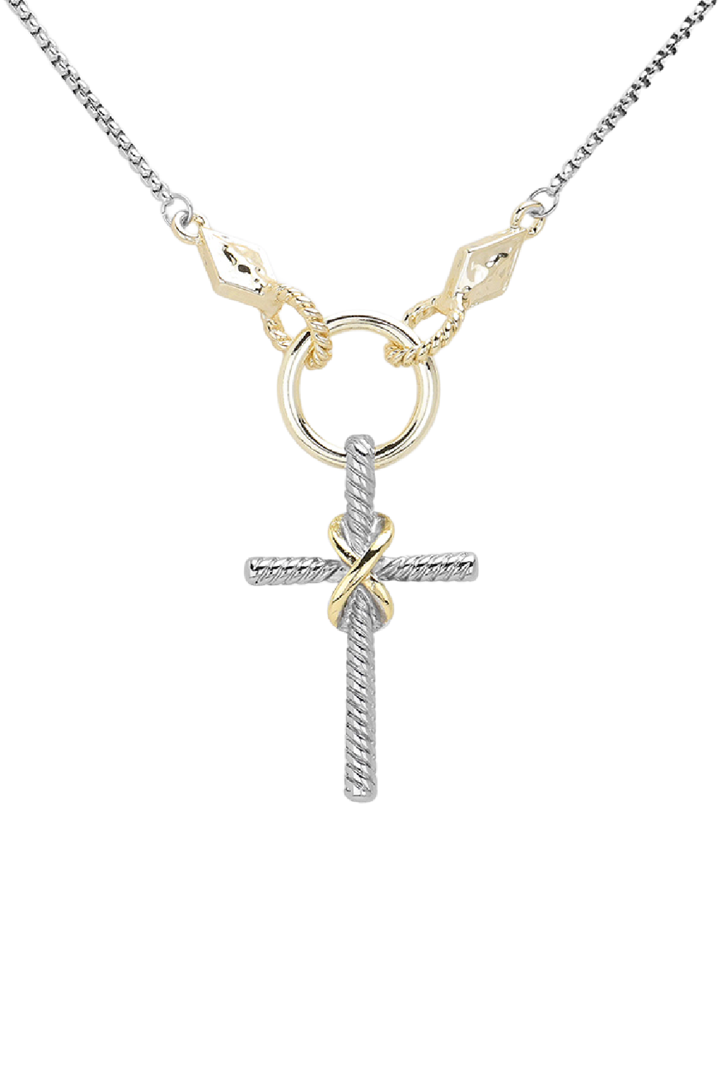 Gold Plated 2 Tone Cross Necklace