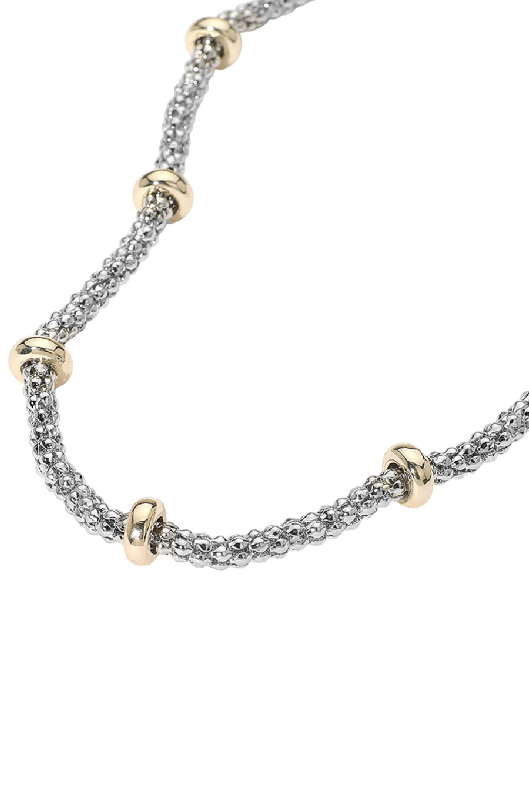 Gold Plated 2 Tone Mesh Bead Necklace