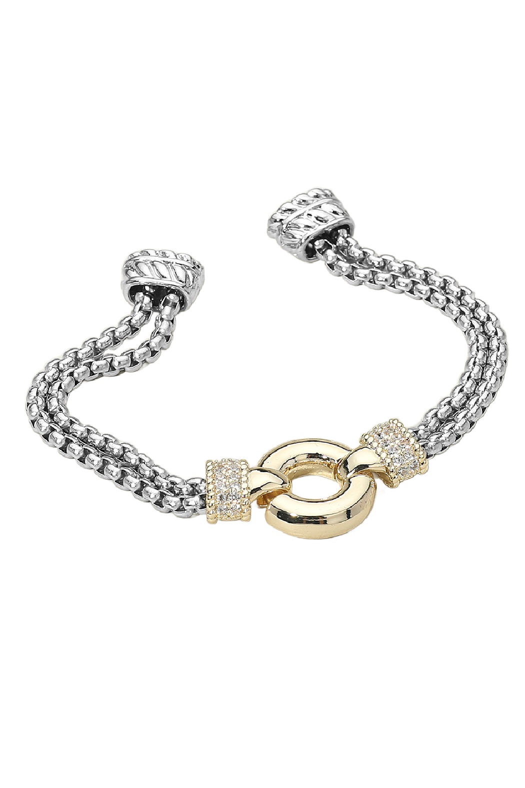 Gold Plated 2 Tone Magnetic Ring Bracelet