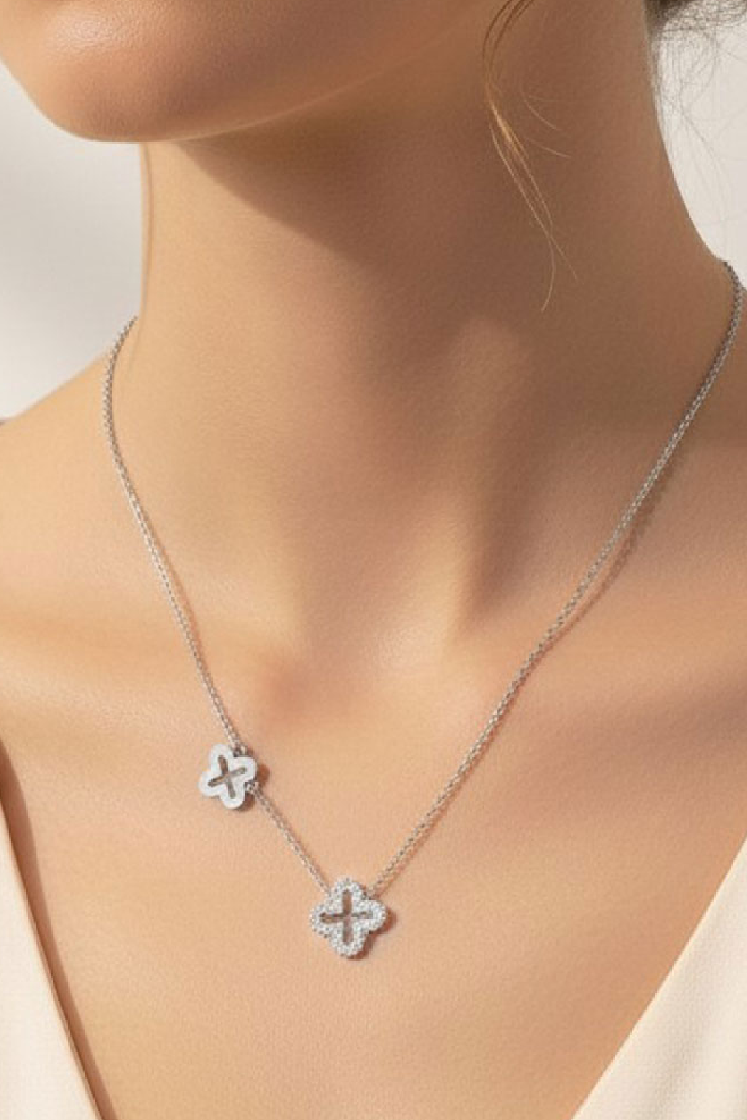 Gold Plated Double Clover Necklace