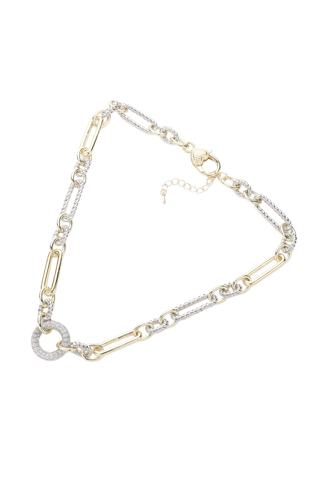 2 Tone CZ Ring Necklace