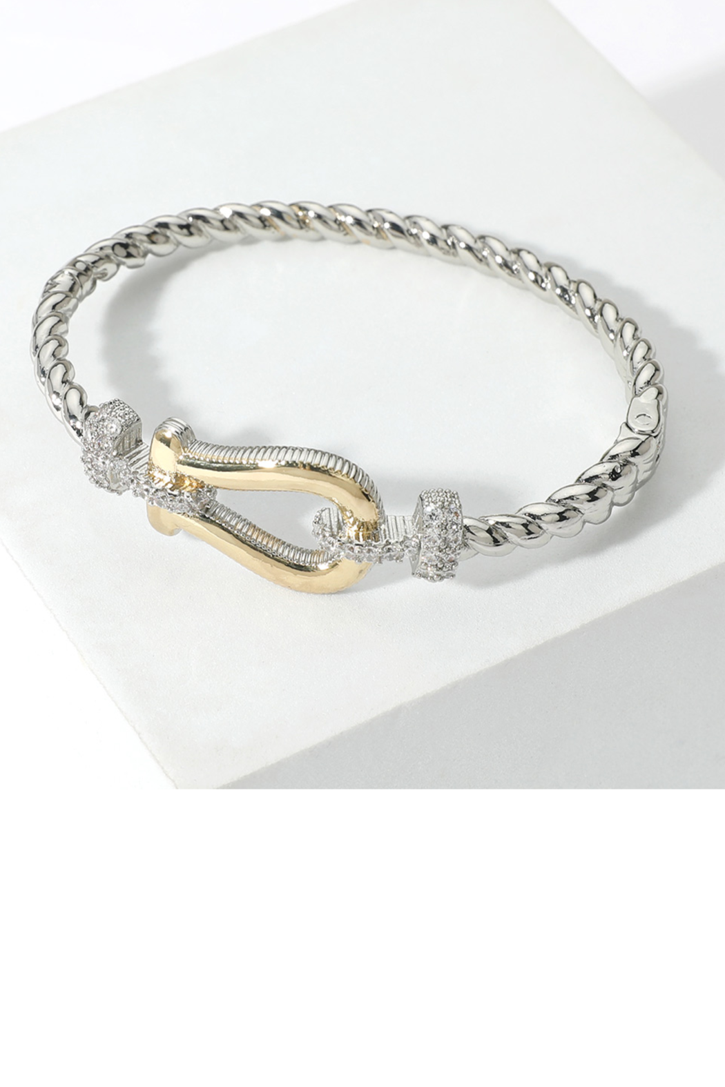 Cubic Zirconia 2 Tone Buckle Bracelet
