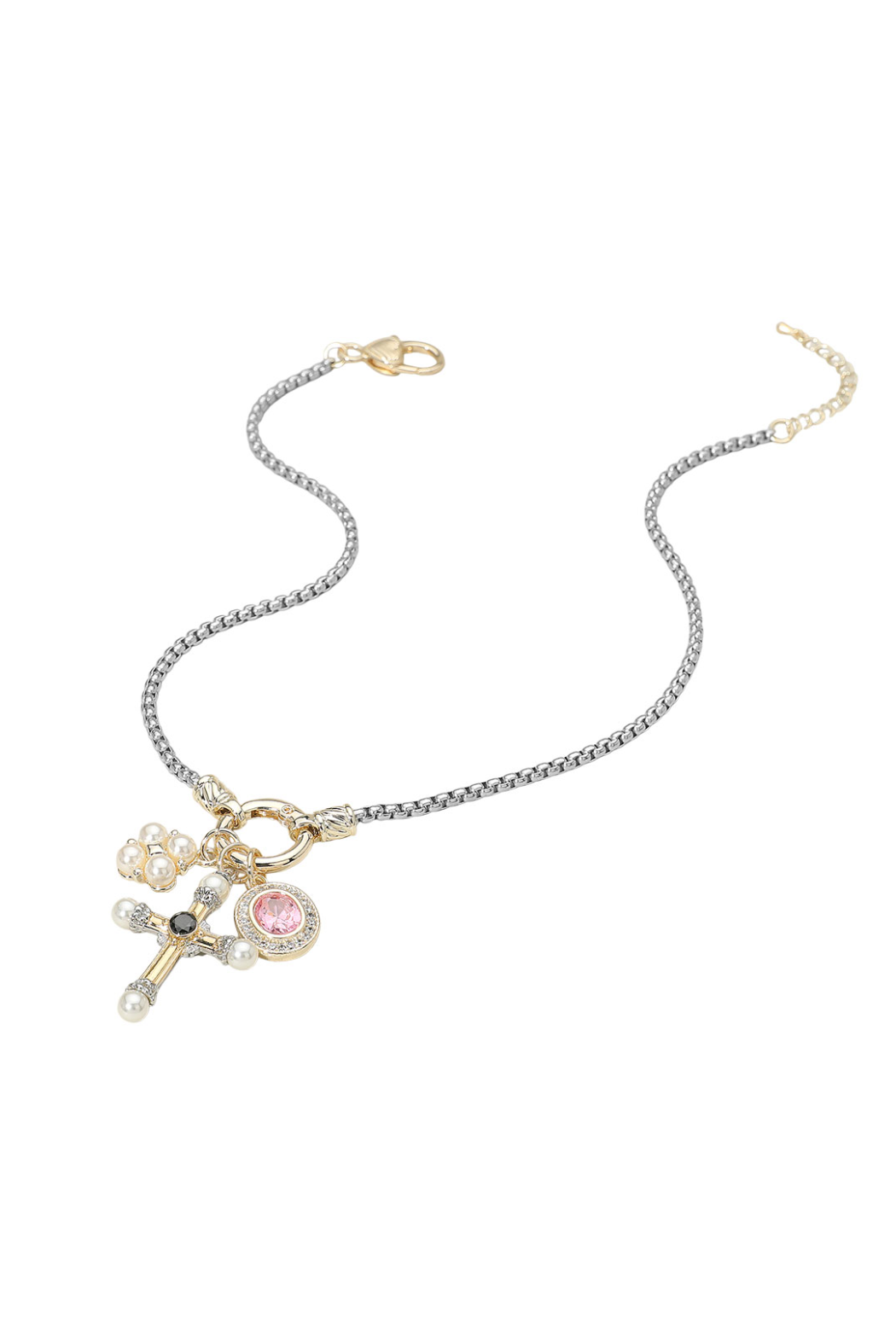 Gold Plated 2 Tone 3 Charm Necklace