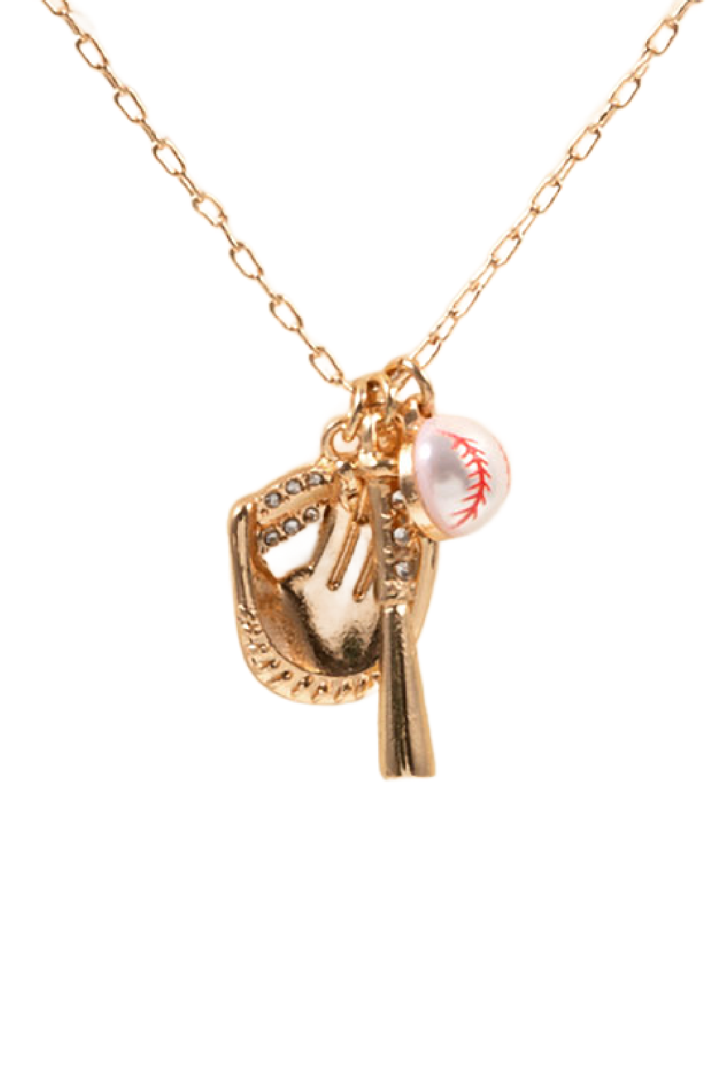 Trio Baseball Charm Necklace