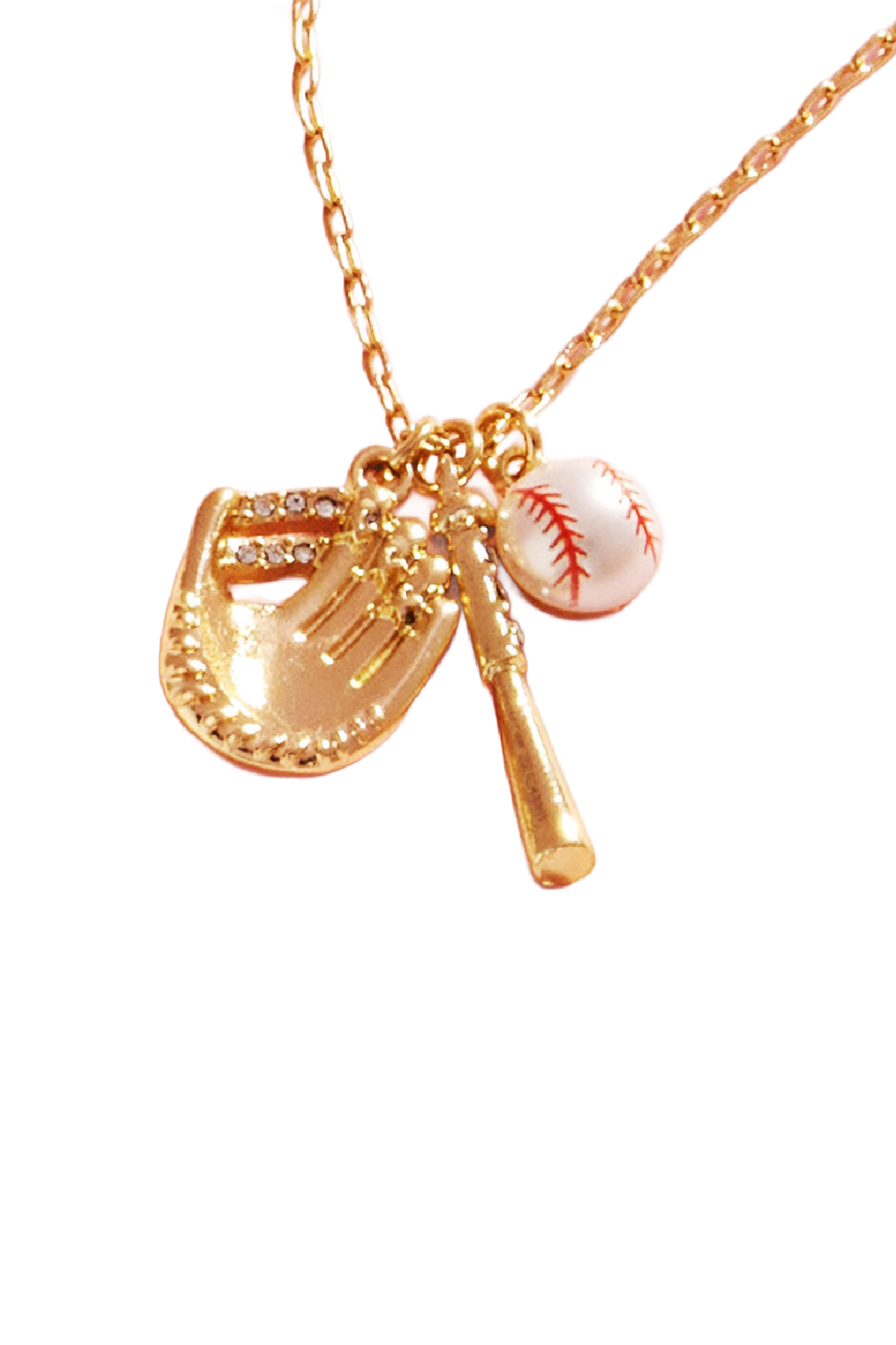 Trio Baseball Charm Necklace