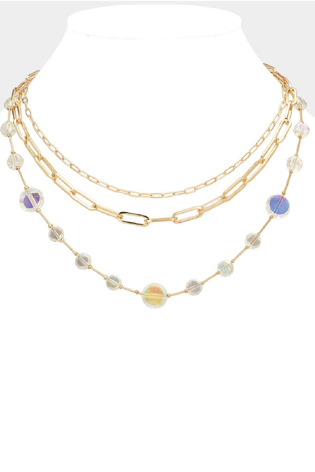 3 Strand Faceted Glass Necklace