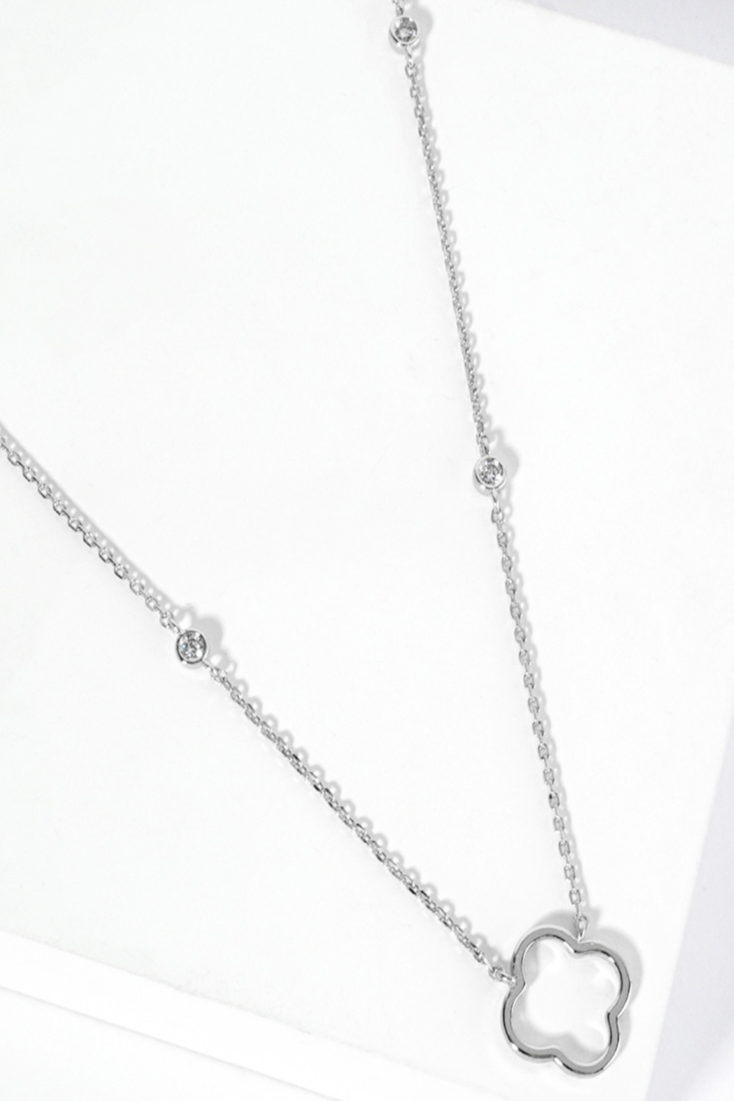 Gold Plated Cubic Zirconia Clover Necklace