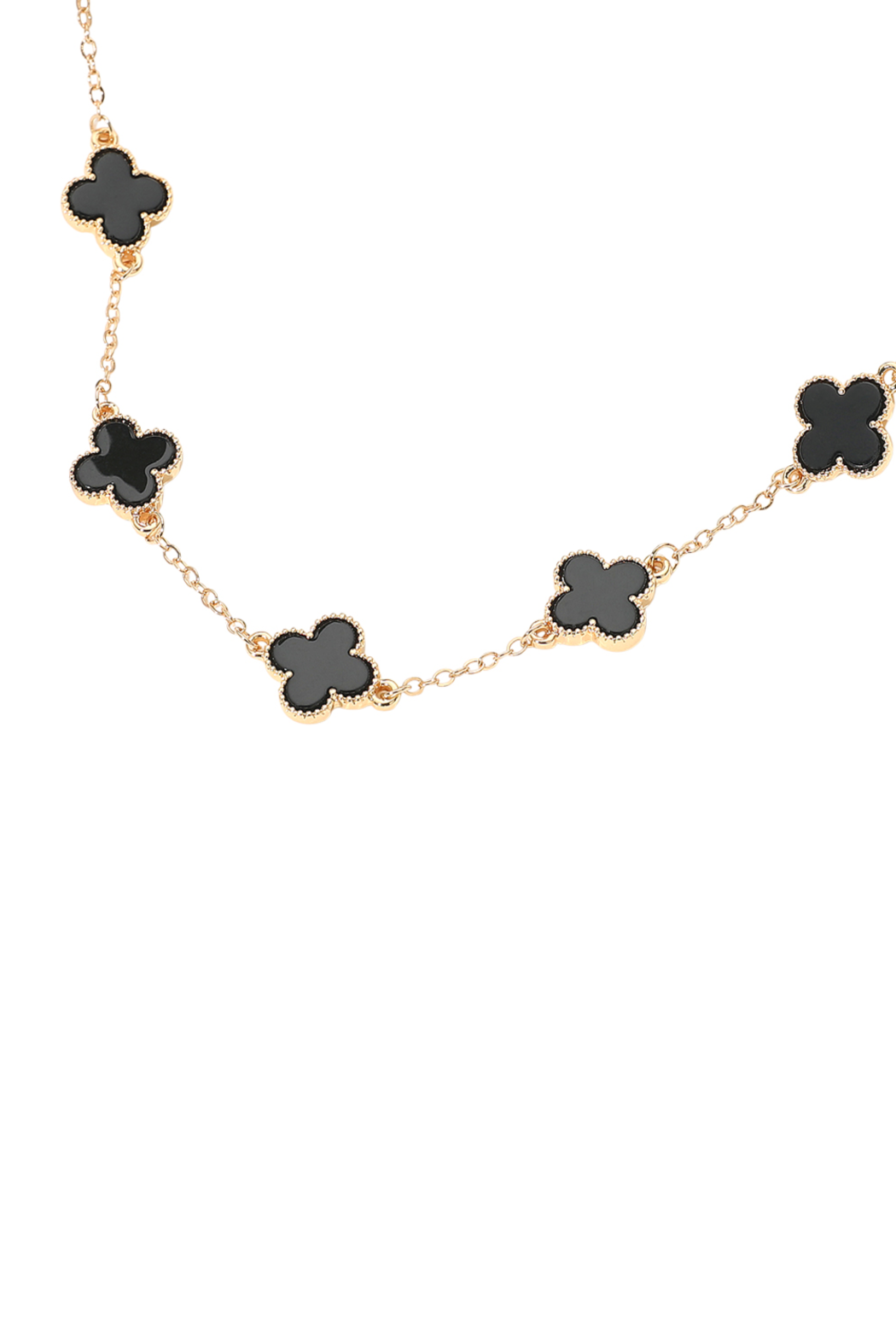 Gold Plated Lucky 5 Clover Stone Clover Necklace