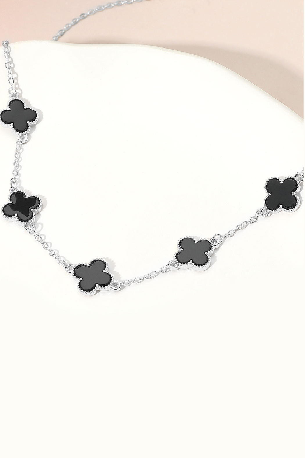 Gold Plated Lucky 5 Clover Stone Clover Necklace