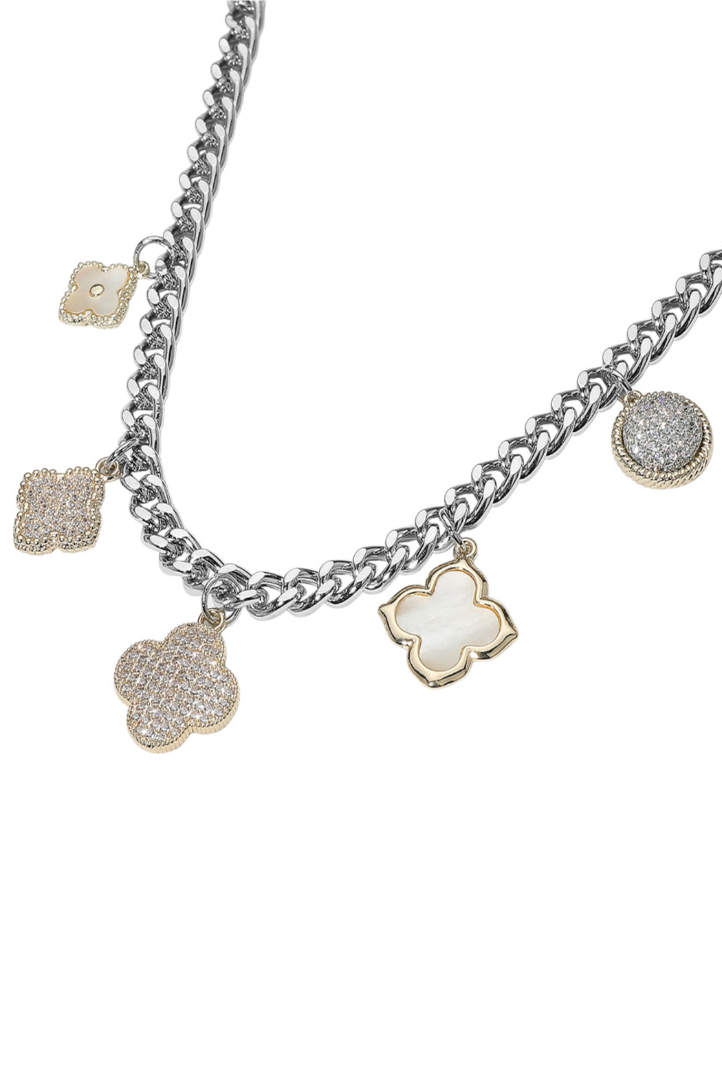 Gold Plated 2 Tone Clover Charm Necklace