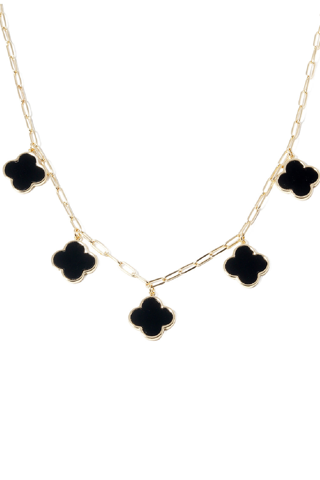 5 Clover Paperclip Chain Necklace