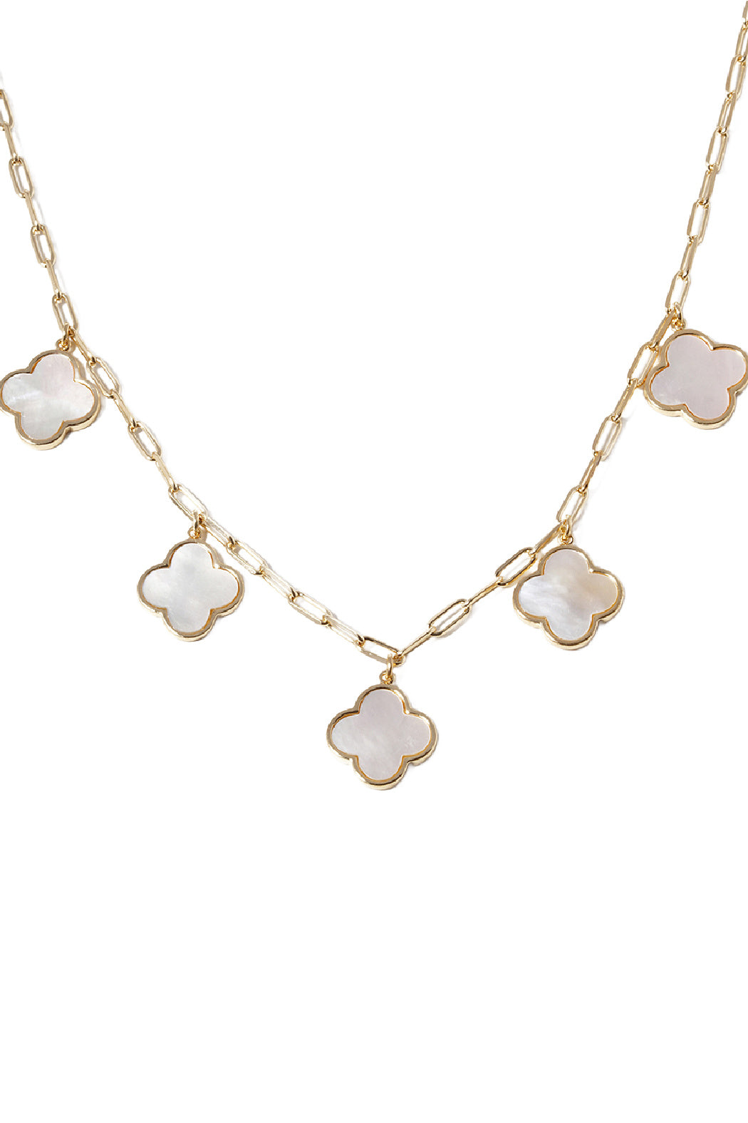 5 Clover Paperclip Chain Necklace