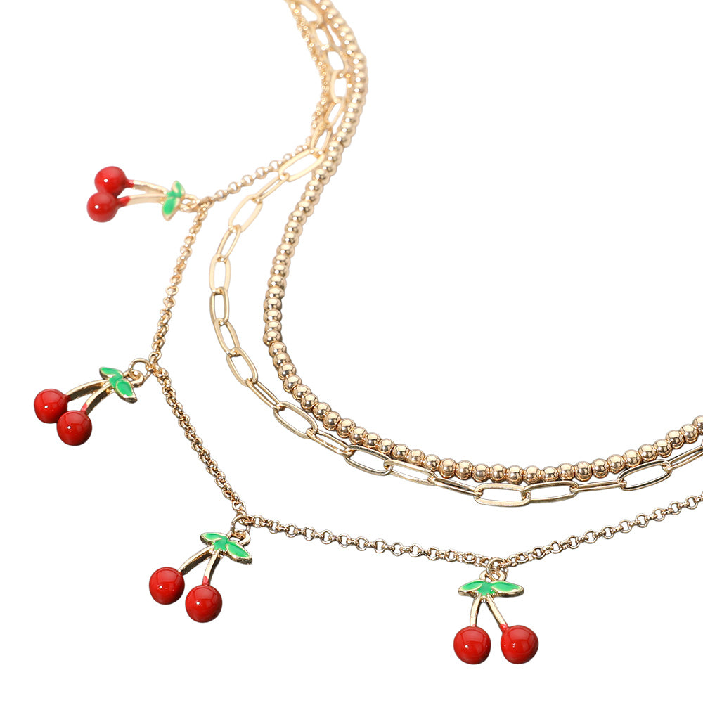 Multi-Chain Cherry Necklace