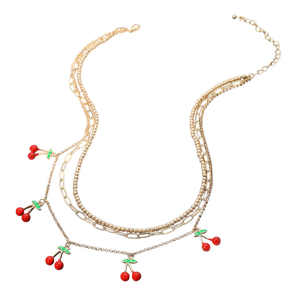 Multi-Chain Cherry Necklace