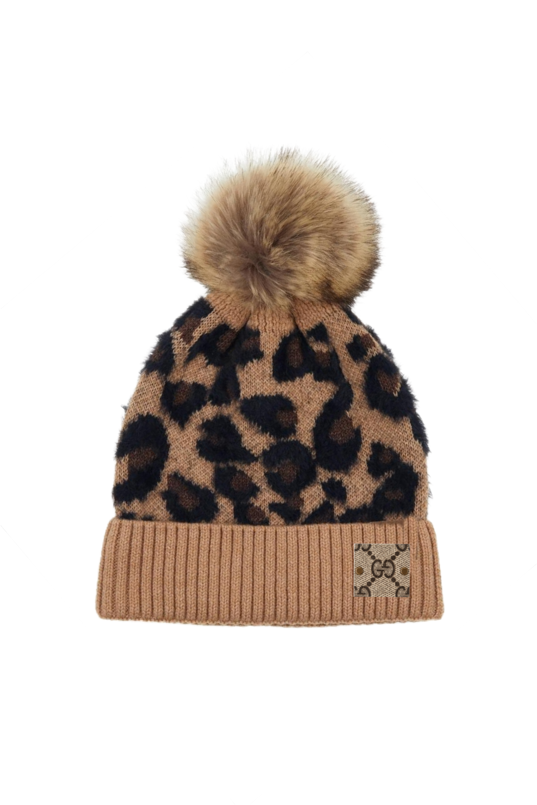 Upcycled Gucci Faux Fur Pom Leopard Beanie