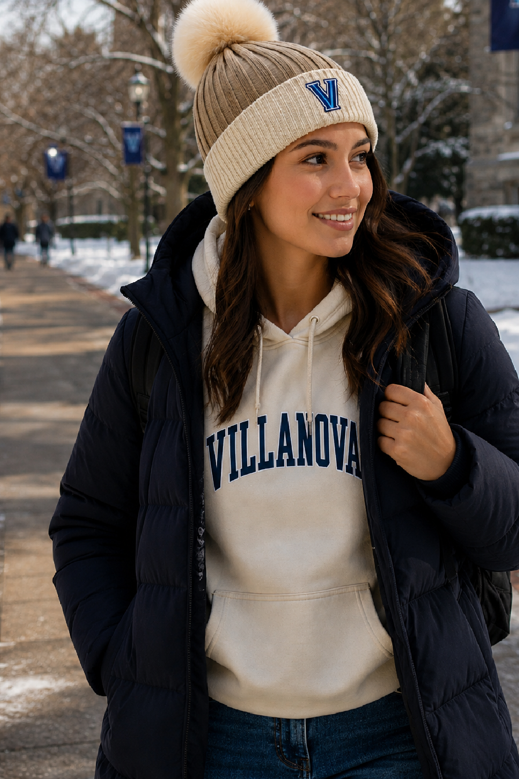 Villanova Genuine Fur Pom Beanie