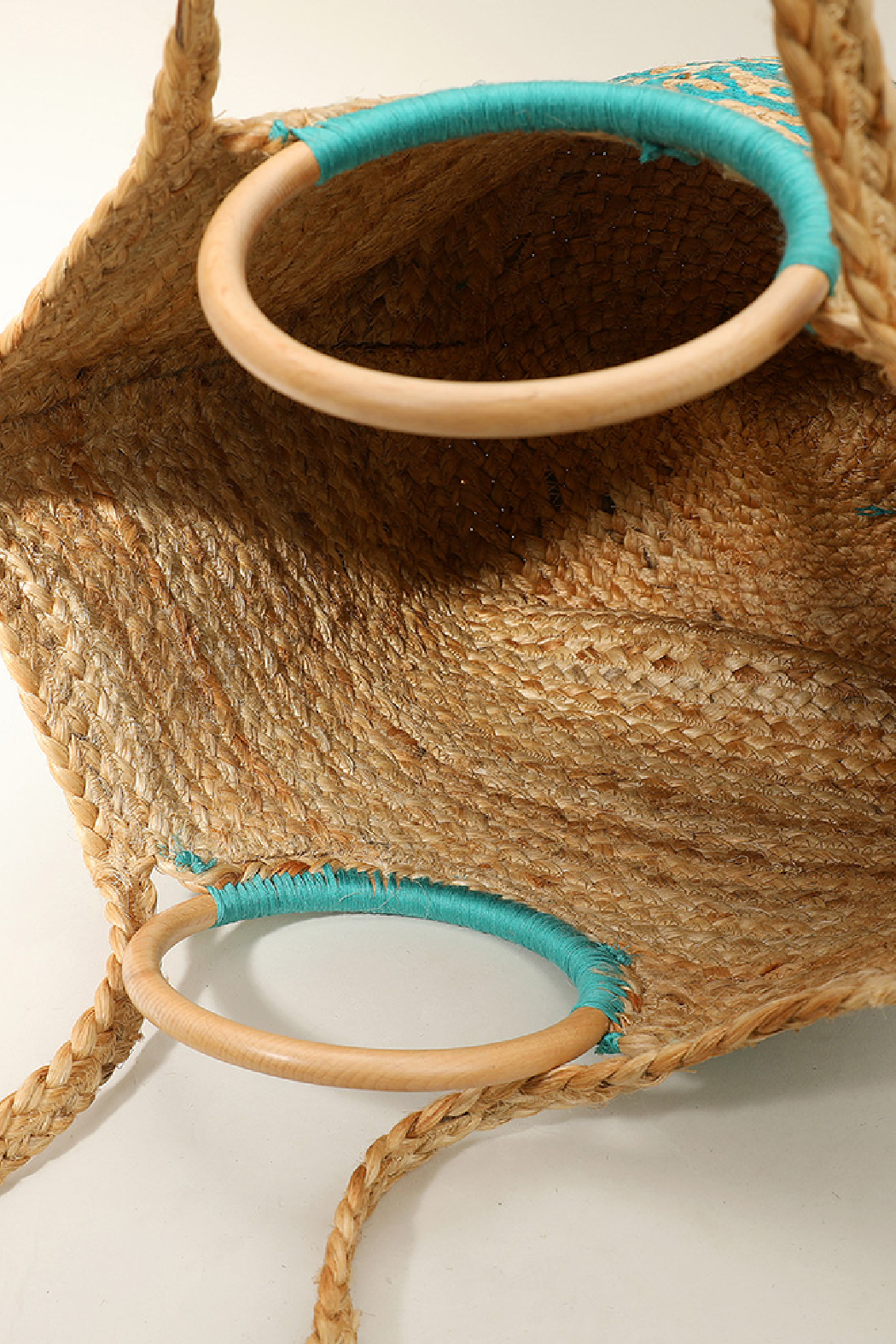 Damask Double Handle Straw Bag