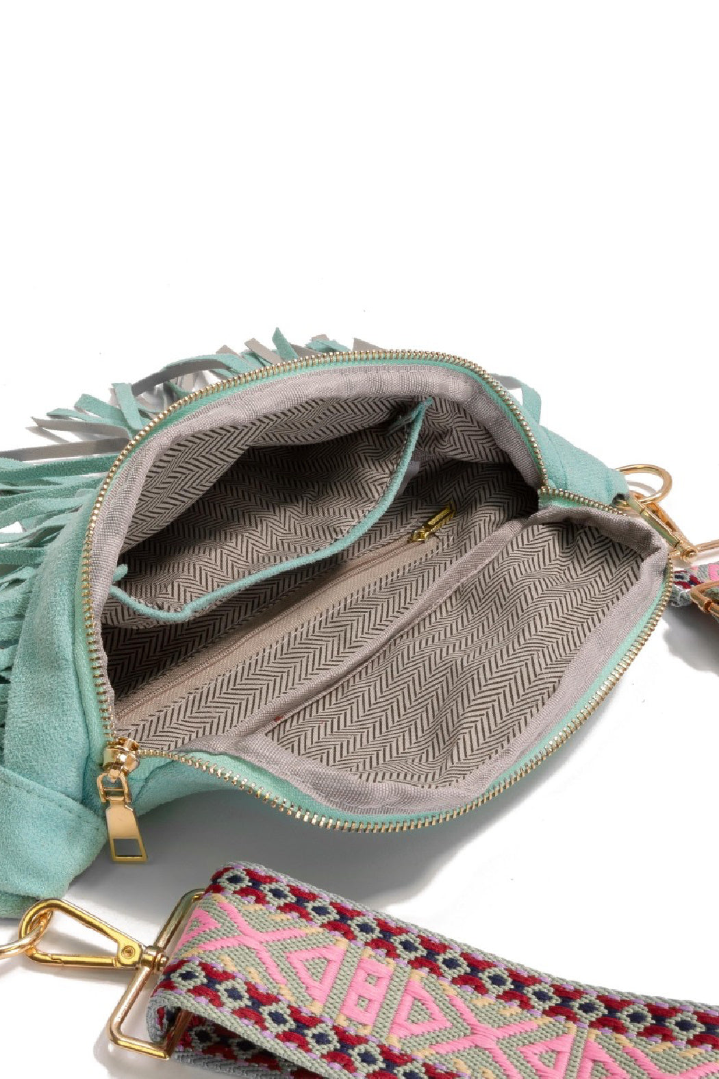 Suede Fringe Crossbody Sling Bag