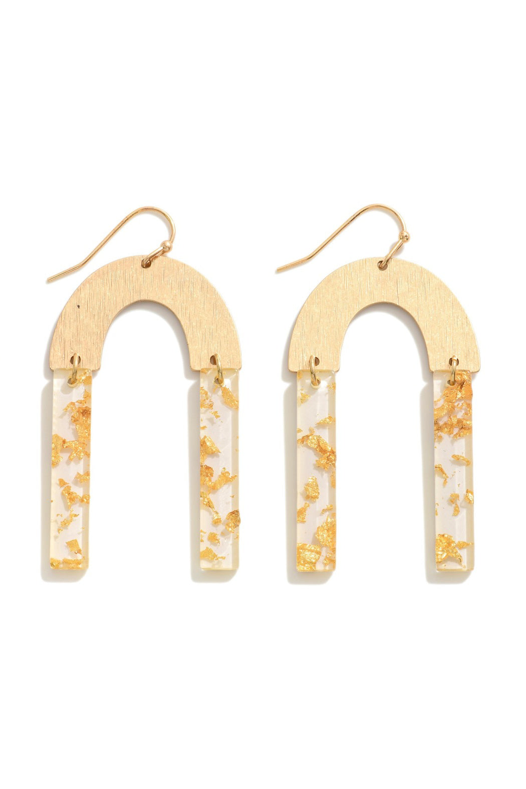 Arched Gold Glitz Resin Earrings