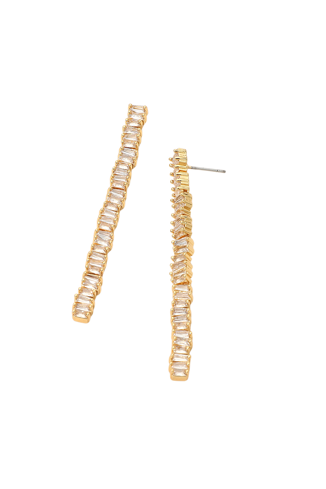 Gold Plated Baguette Drop Earrings