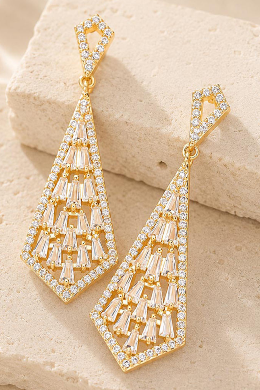 Baguette Geometric Cz Earrings