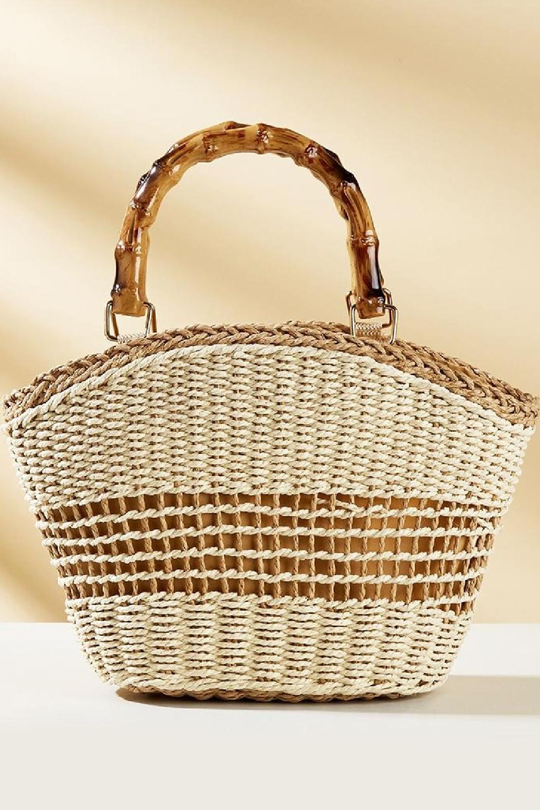 Bamboo Handle Straw Bag