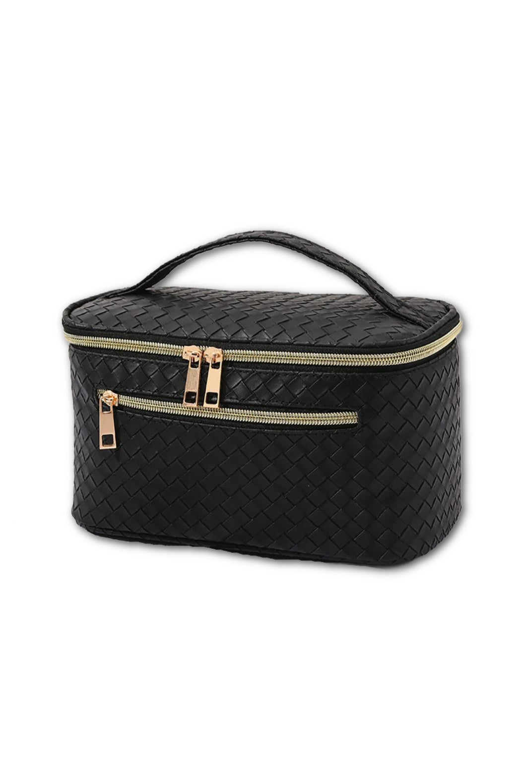 Basketweave Vegan Leather Travel Pouch