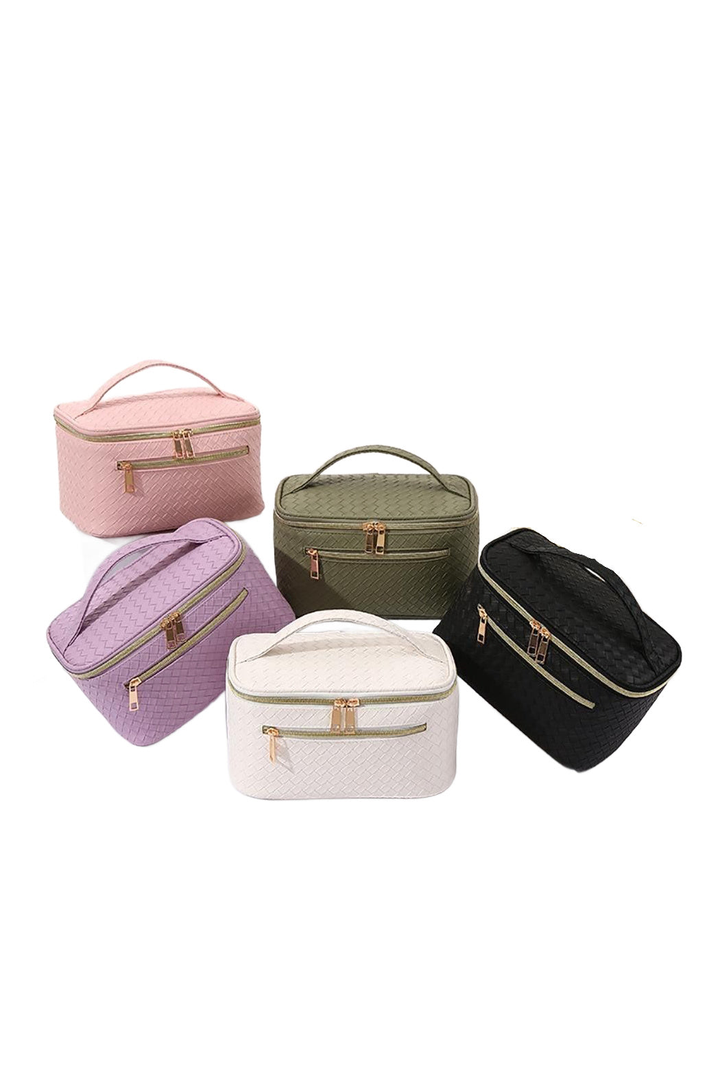 Basketweave Vegan Leather Travel Pouch