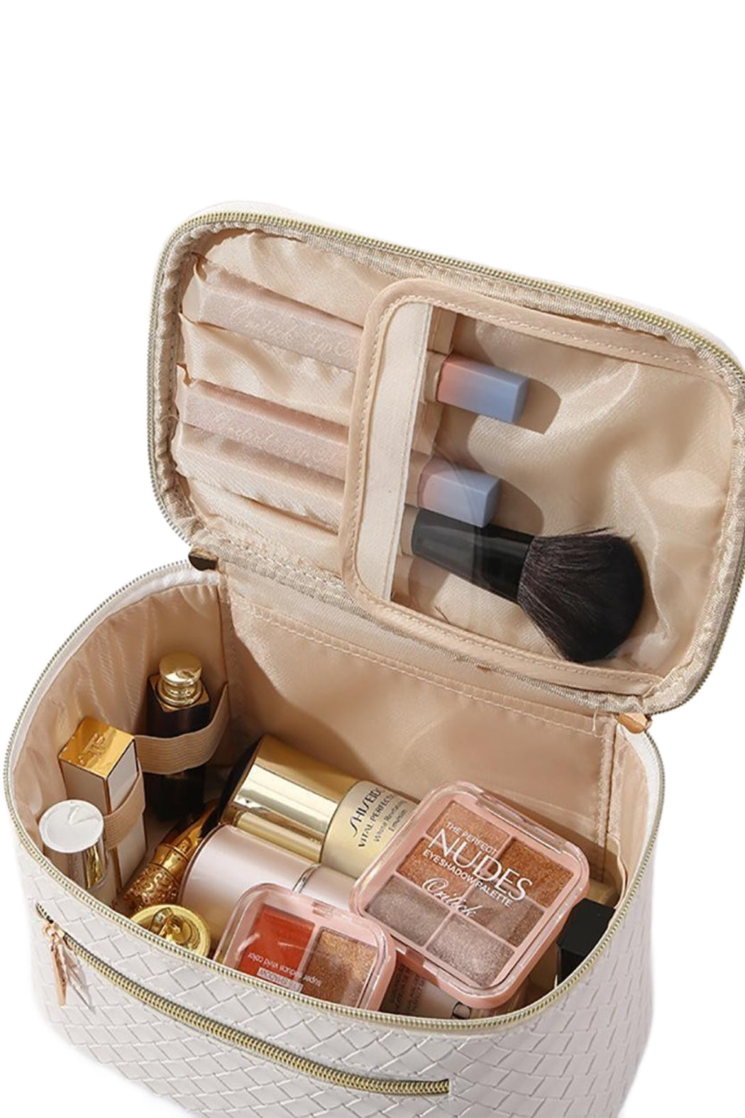 Basketweave Vegan Leather Travel Pouch
