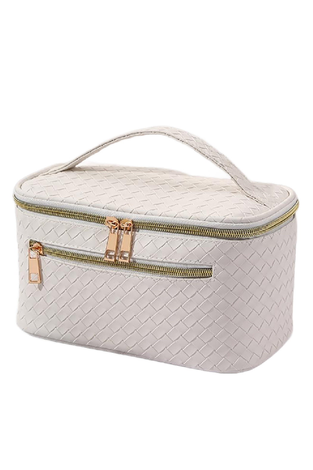 Basketweave Vegan Leather Travel Pouch
