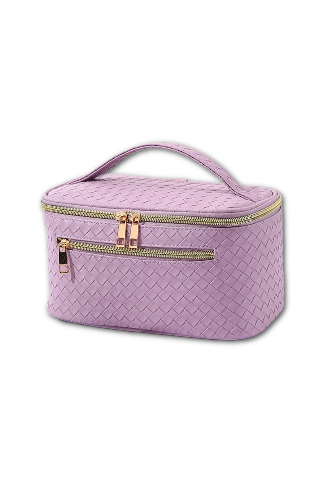 Basketweave Vegan Leather Travel Pouch