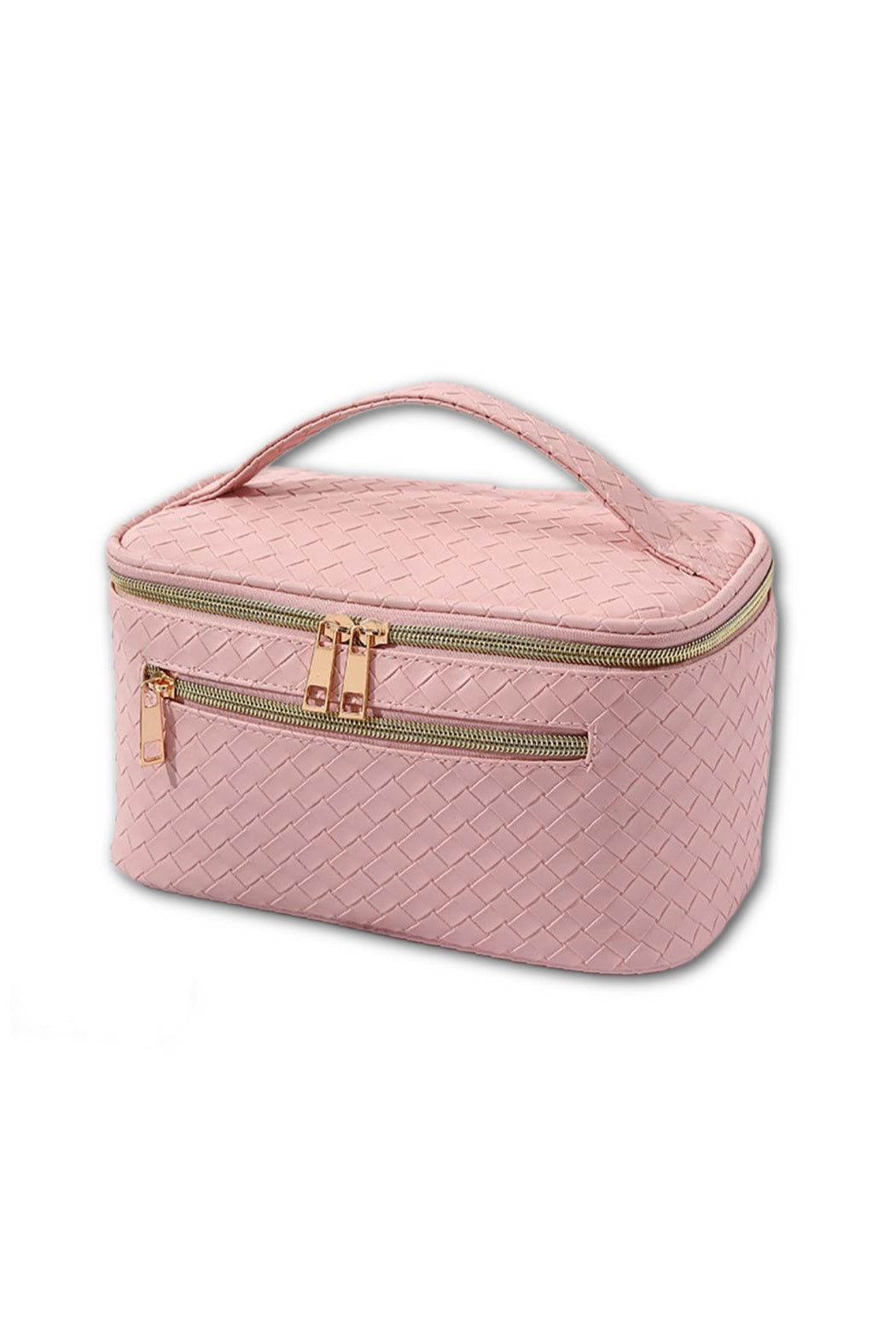 Basketweave Vegan Leather Travel Pouch