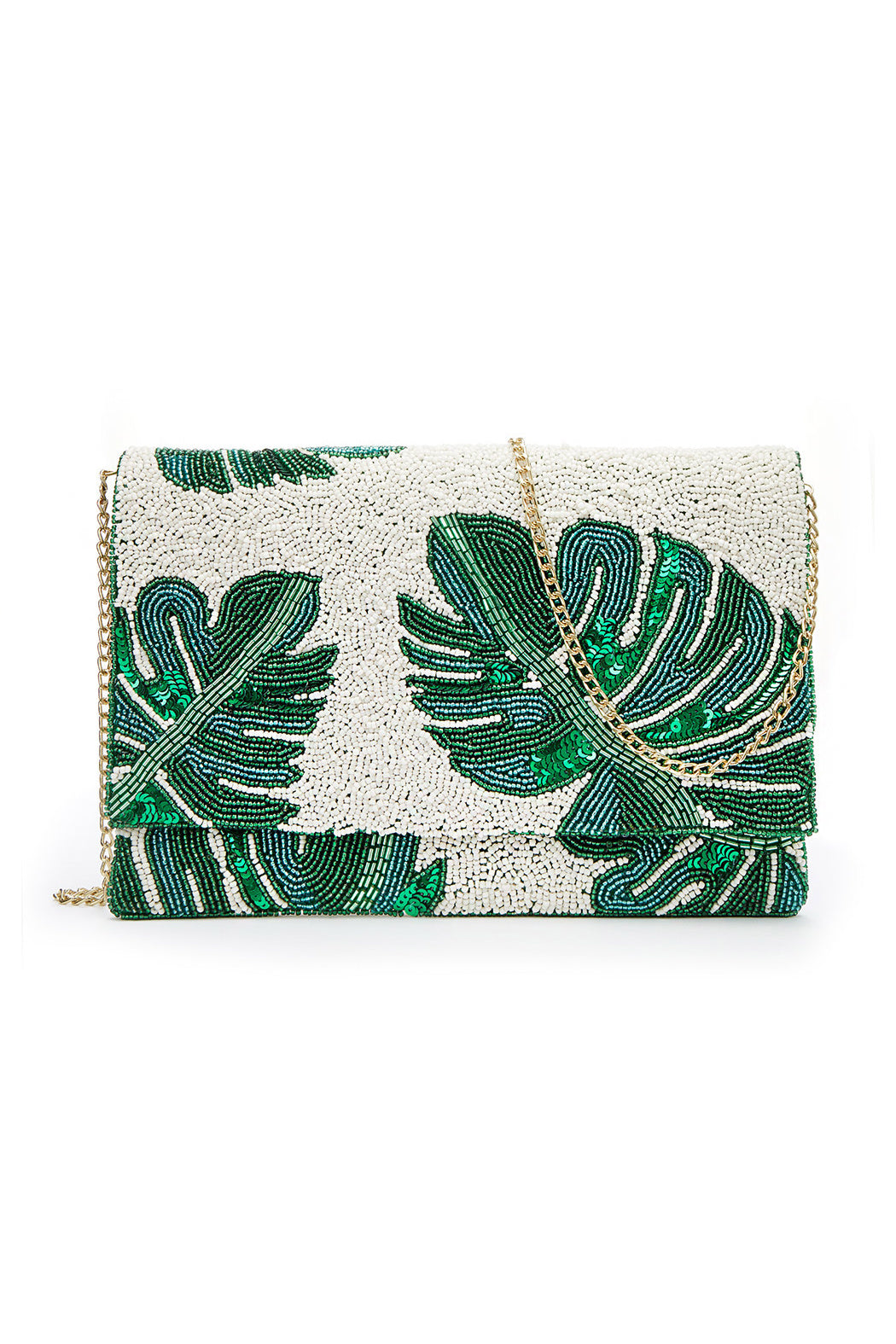 Tropical Palm Beaded Bag