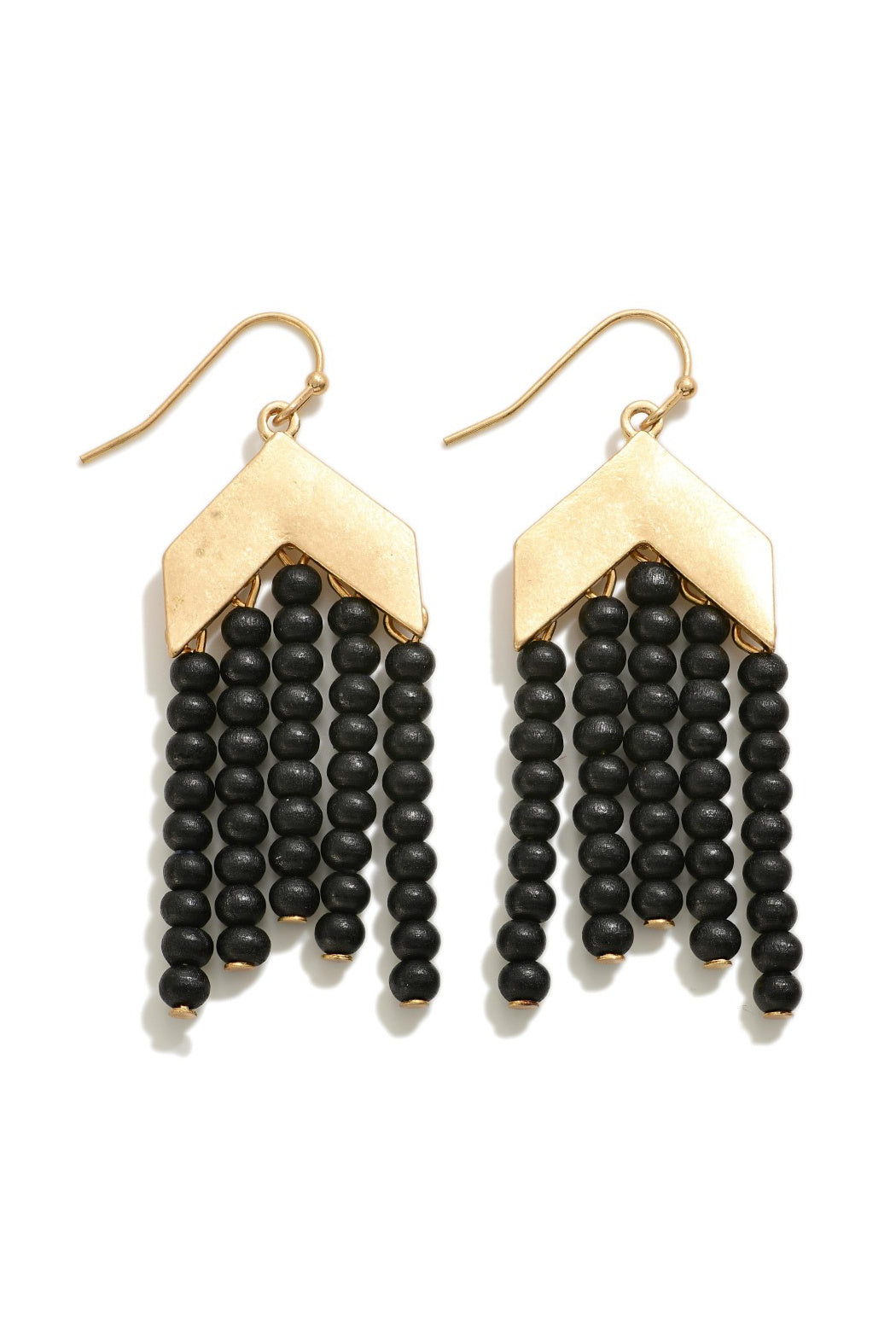 Wooden Bead Chevron Earrings