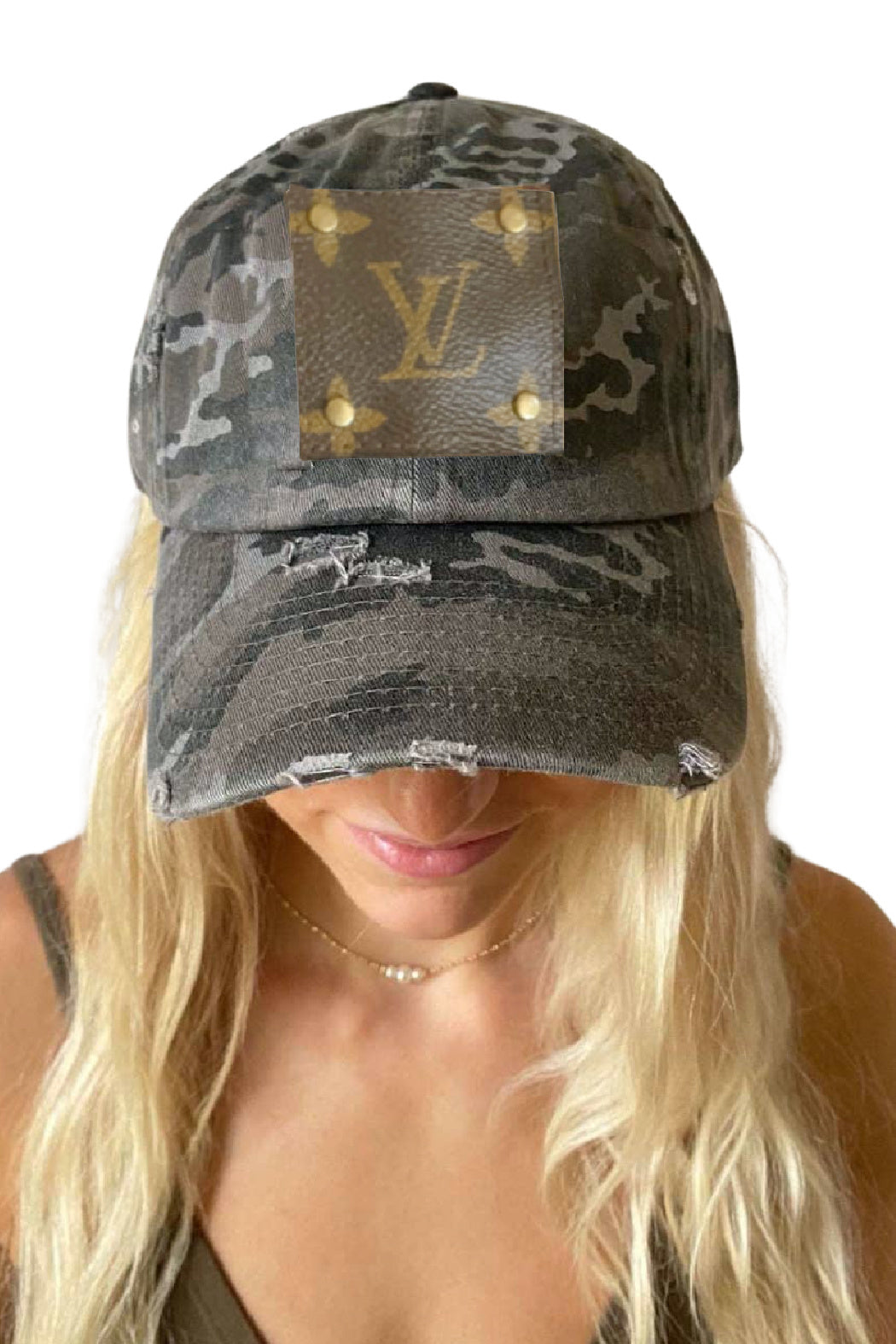 Up-Cycled Black Camouflage Cap