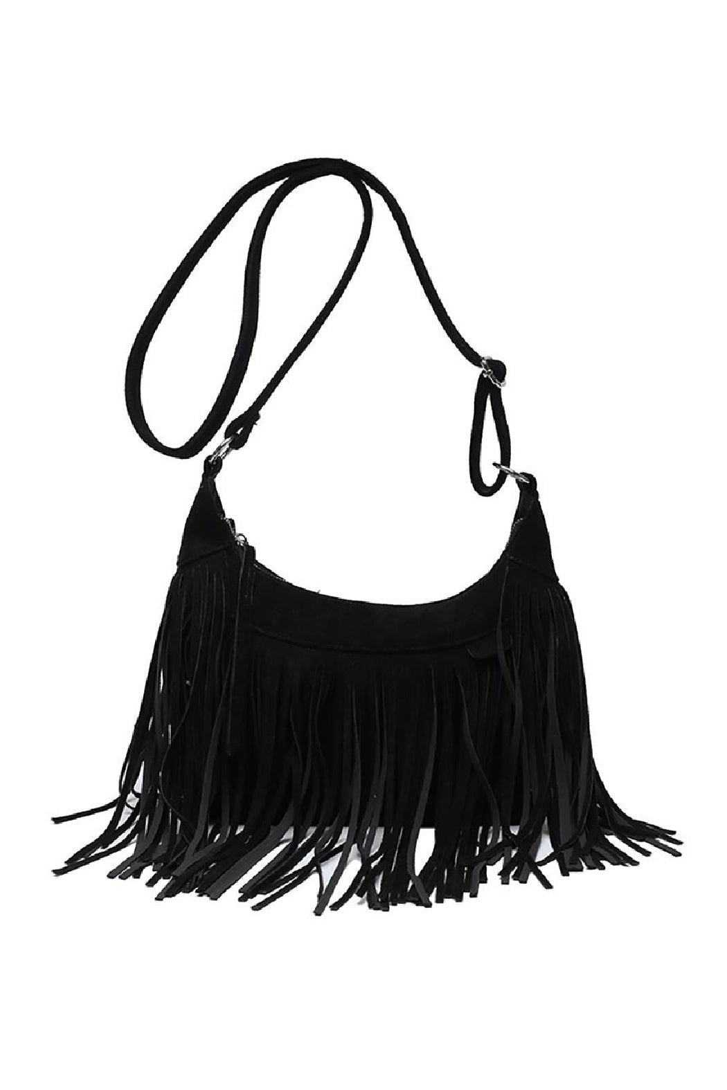 Faux Suede Fringe Bag
