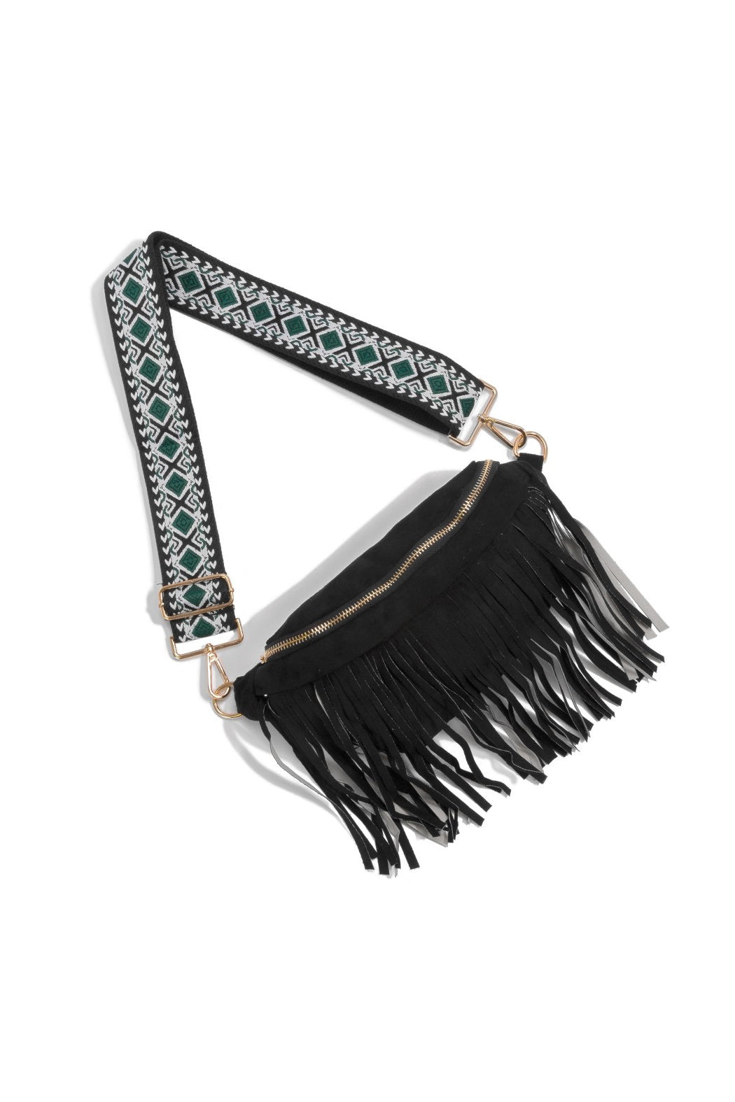 Suede Fringe Crossbody Sling Bag