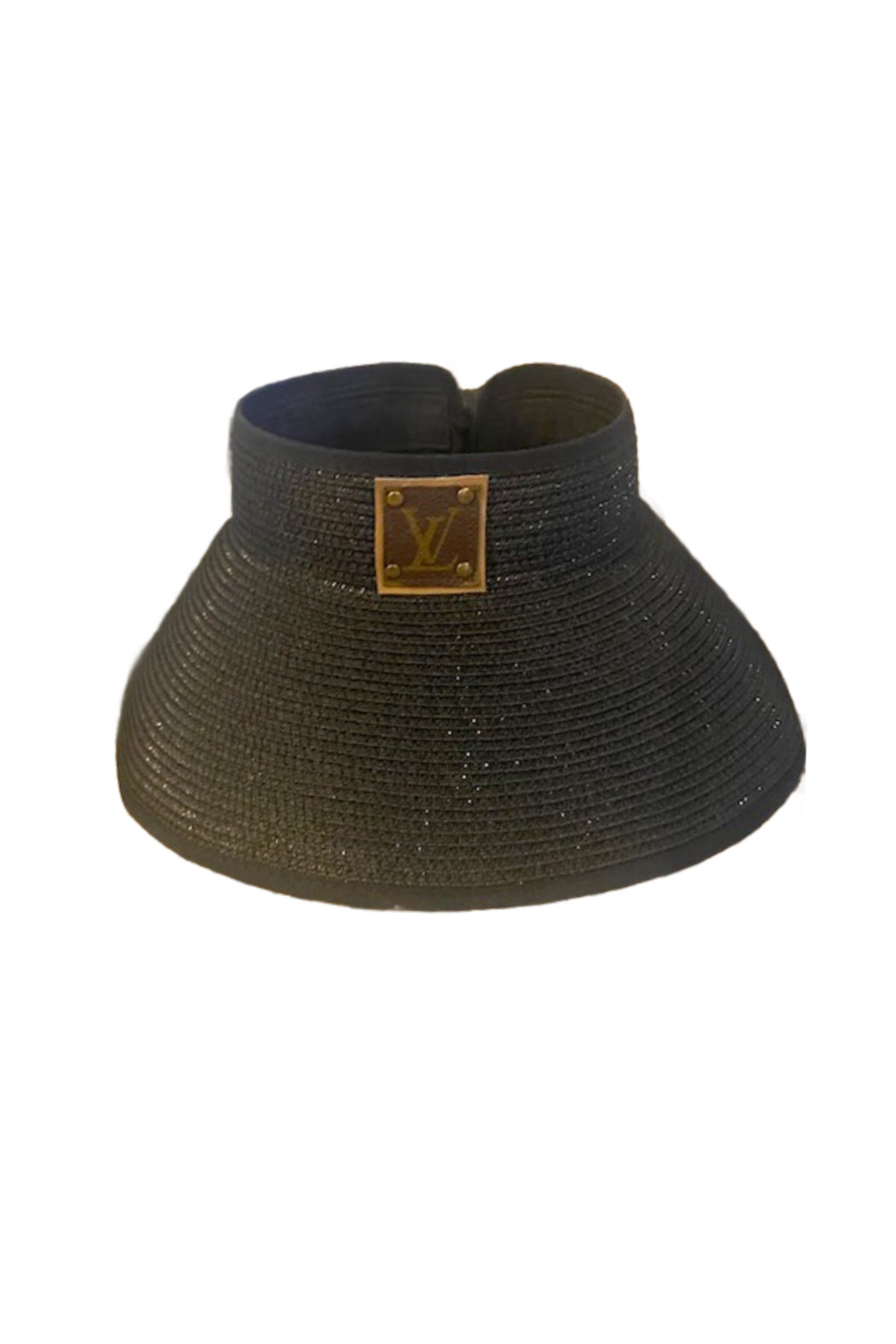 Upcycled LV Rollable Packable Straw Visor Hat