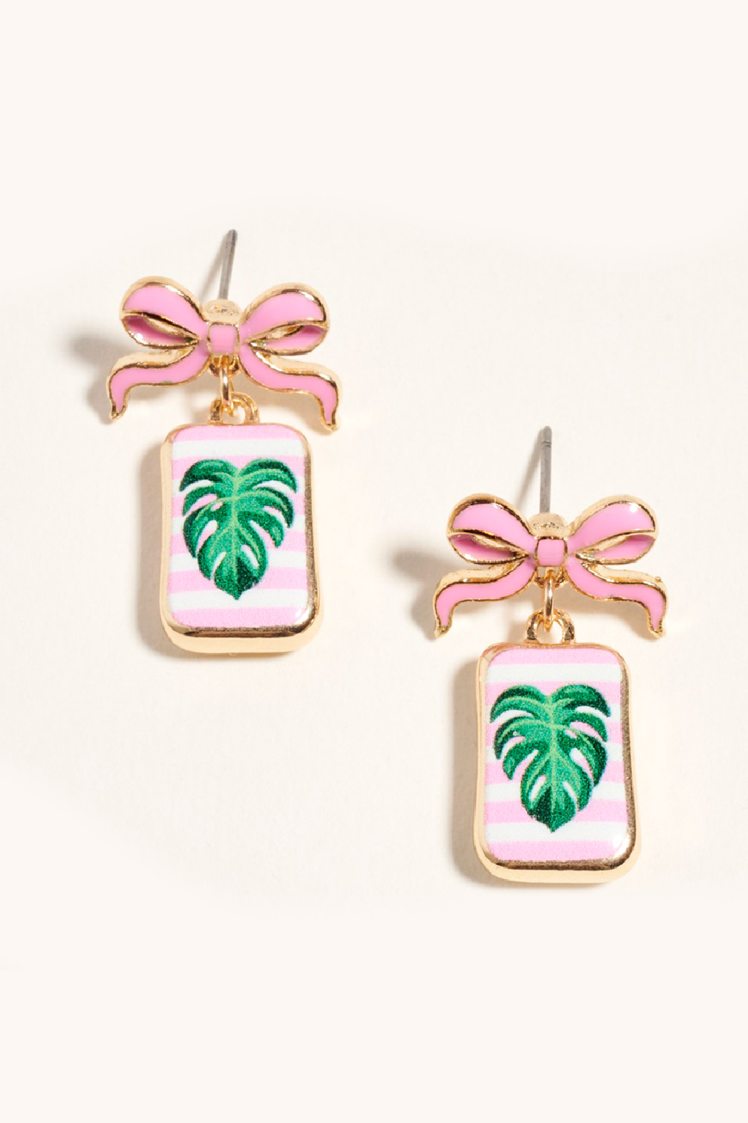 Enamel Palm Bow Earrings