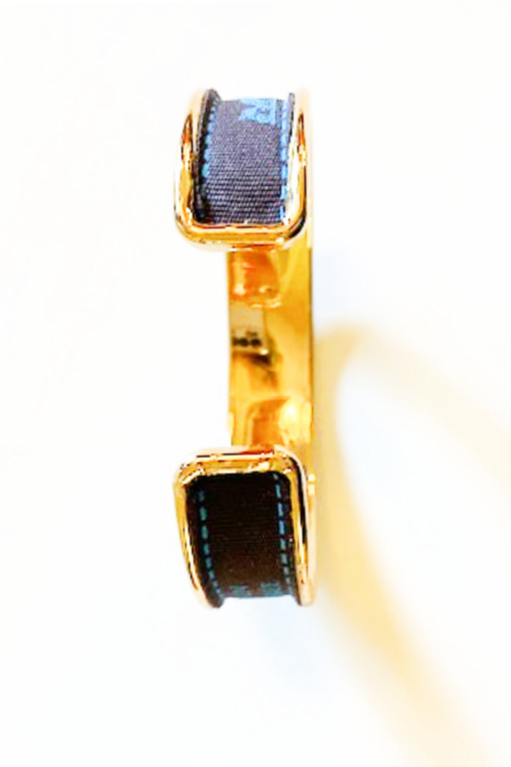 Hermes Brown and Blue Ribbon Up-Cycled Cuff Bracelet