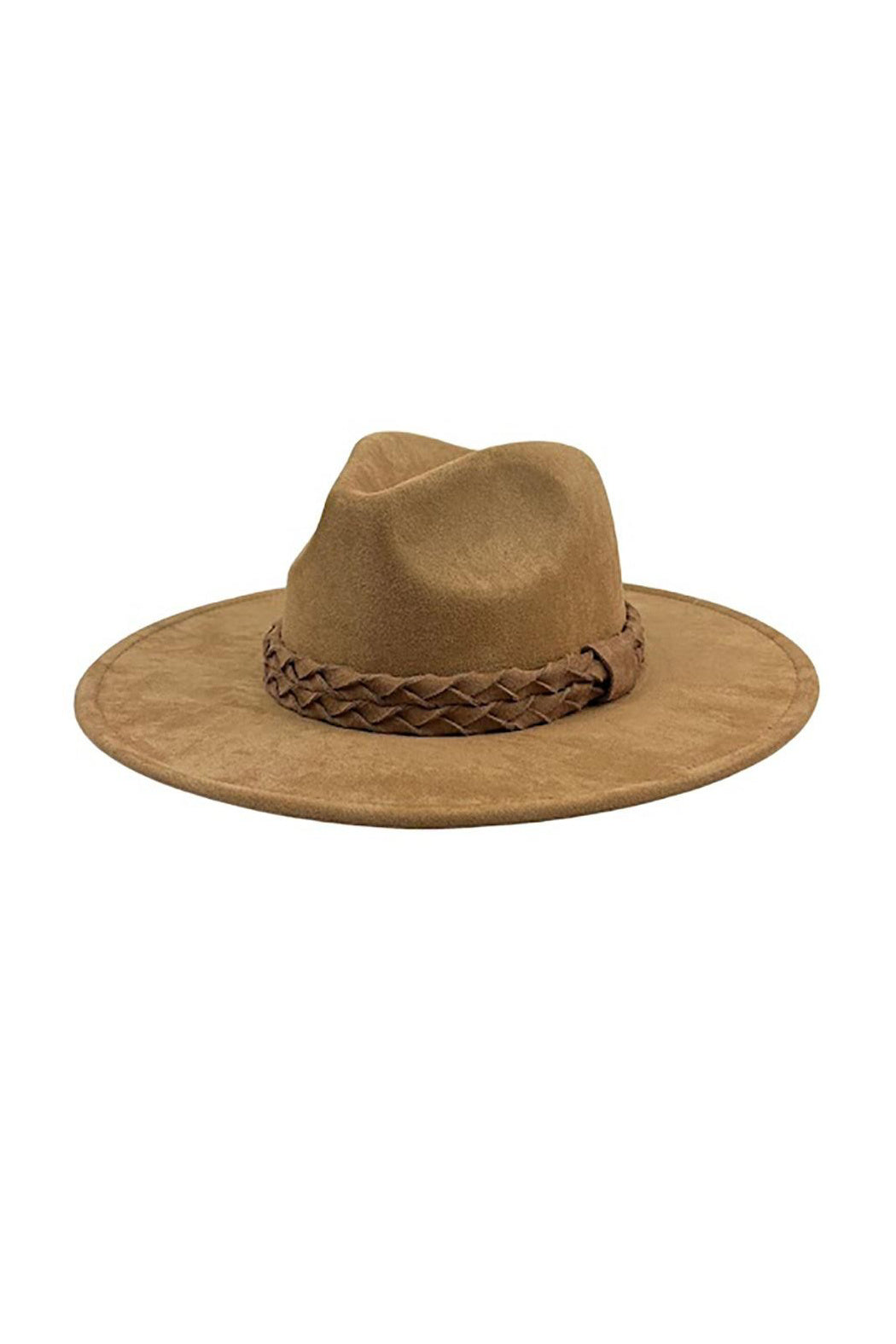 Braided Vegan Suede Band Fedora