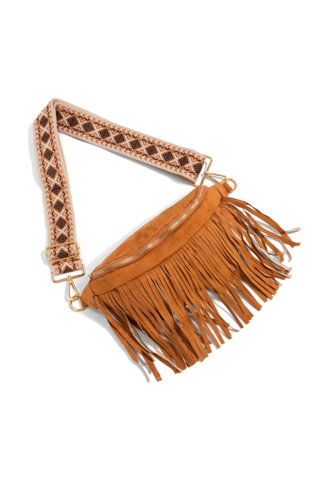 Suede Fringe Crossbody Sling Bag