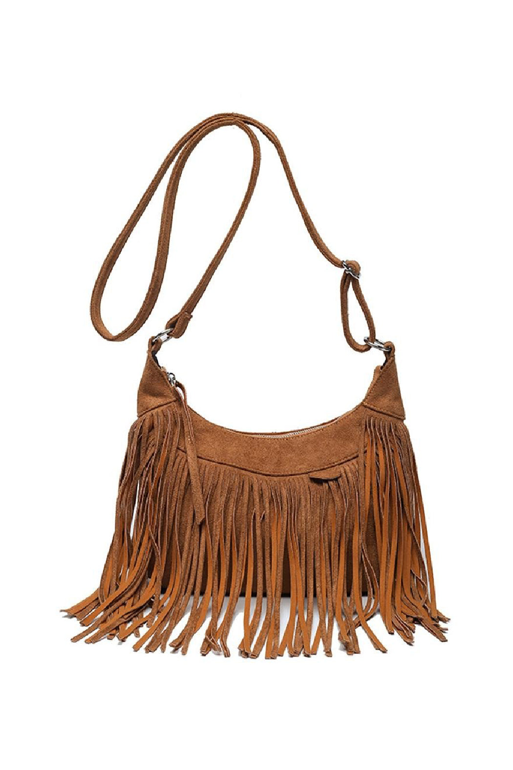 Faux Suede Fringe Bag