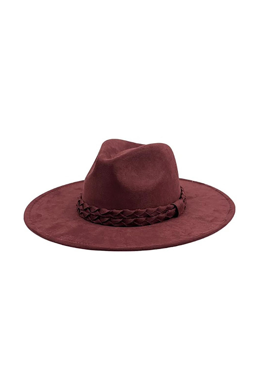 Braided Vegan Suede Band Fedora