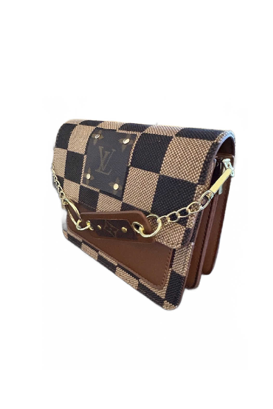 Upcycled Checker Chained Crossbody Bag