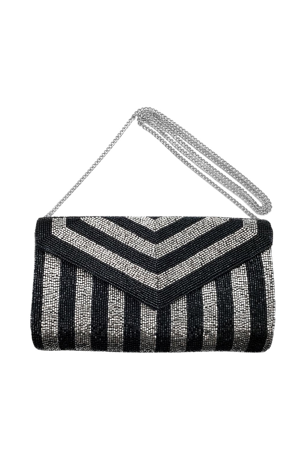Chevron Beaded Clutch / Shoulder Bag