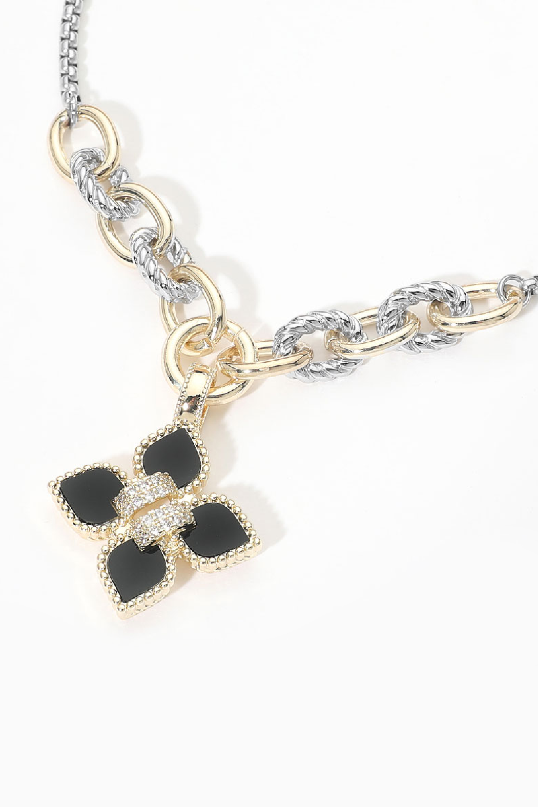 Gold Plated Black Clover Necklace