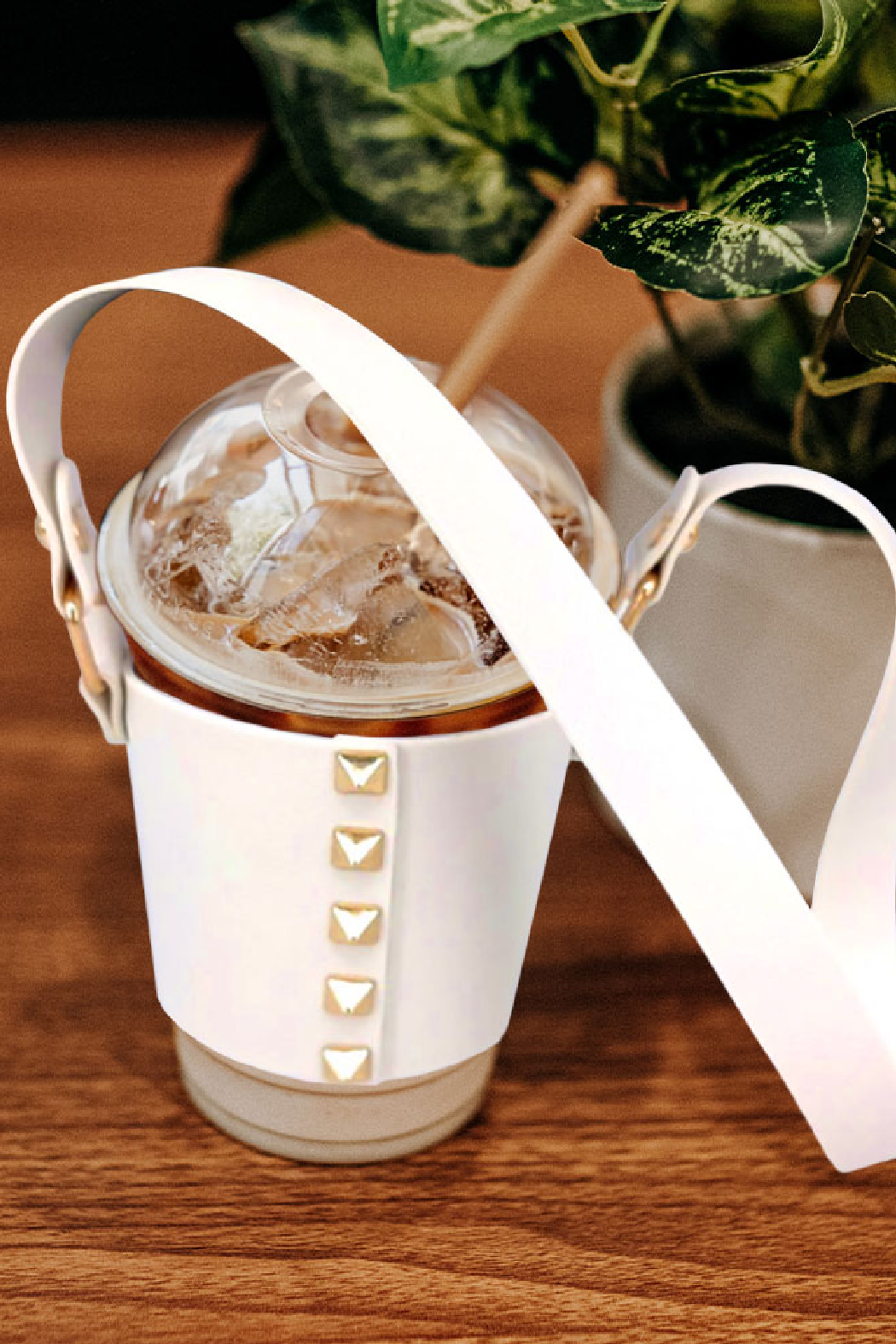 Studded Vegan Leather Cup Holder