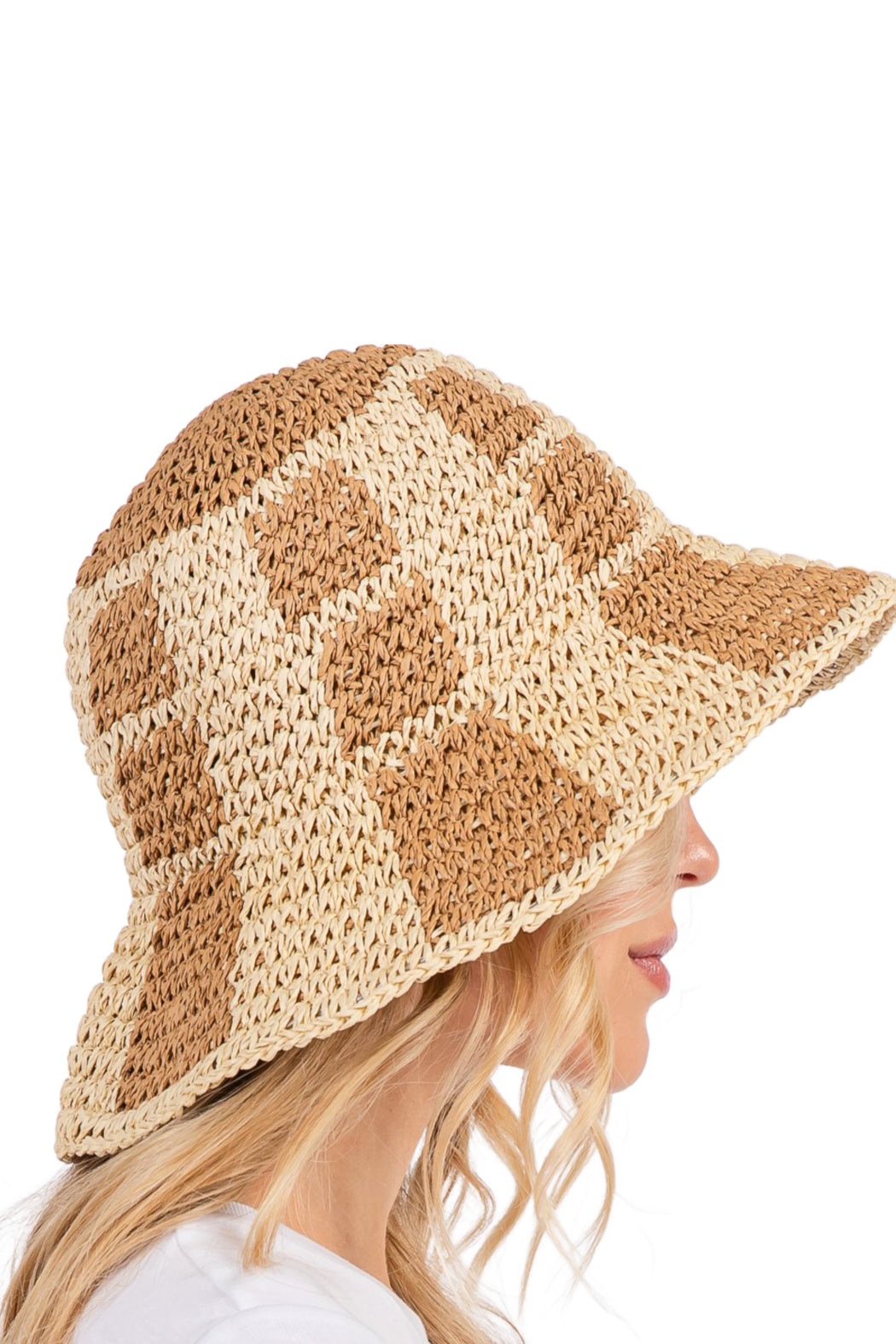 Upcycled Foldable Colorblock Straw Bucket Hat
